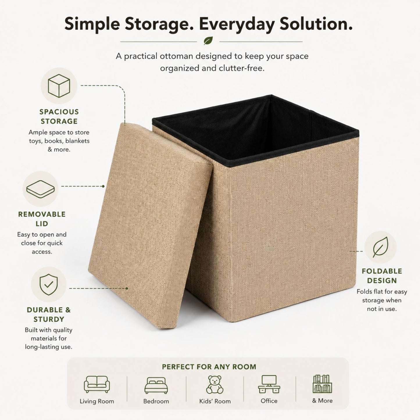 2 in 1 Foldable Storage Box & Stool Sofa