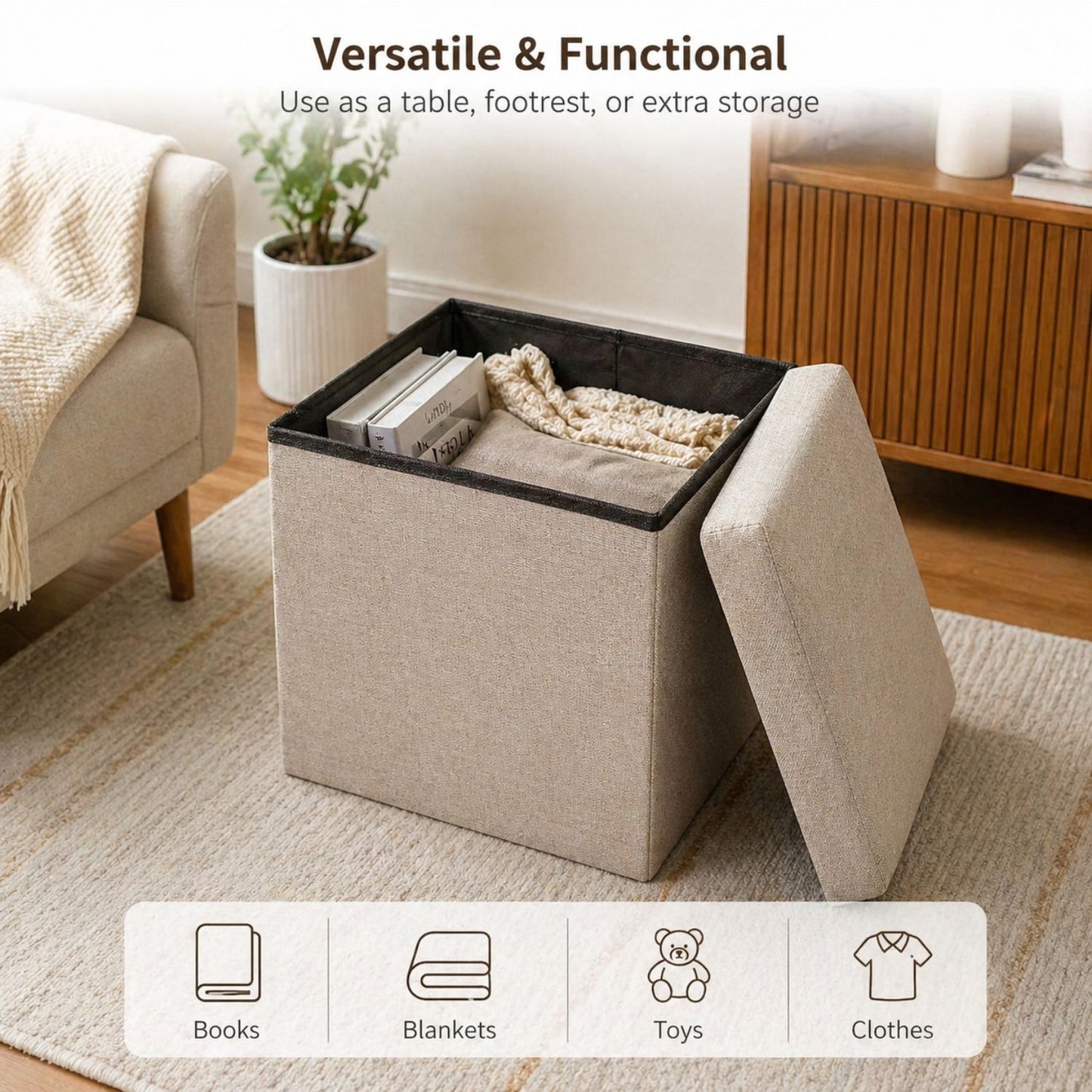 2 in 1 Foldable Storage Box & Stool Sofa