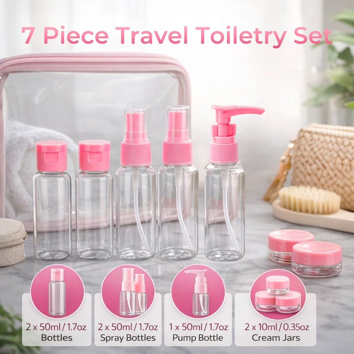 Travel Bottle Set (Pink)