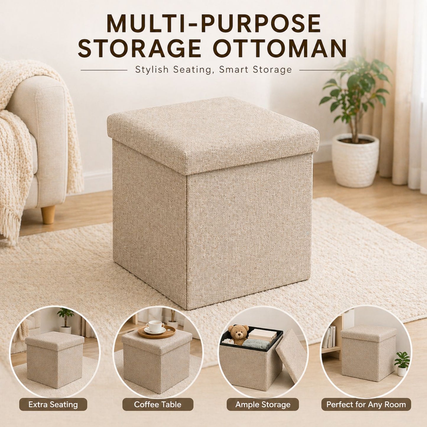 2 in 1 Foldable Storage Box & Stool Sofa