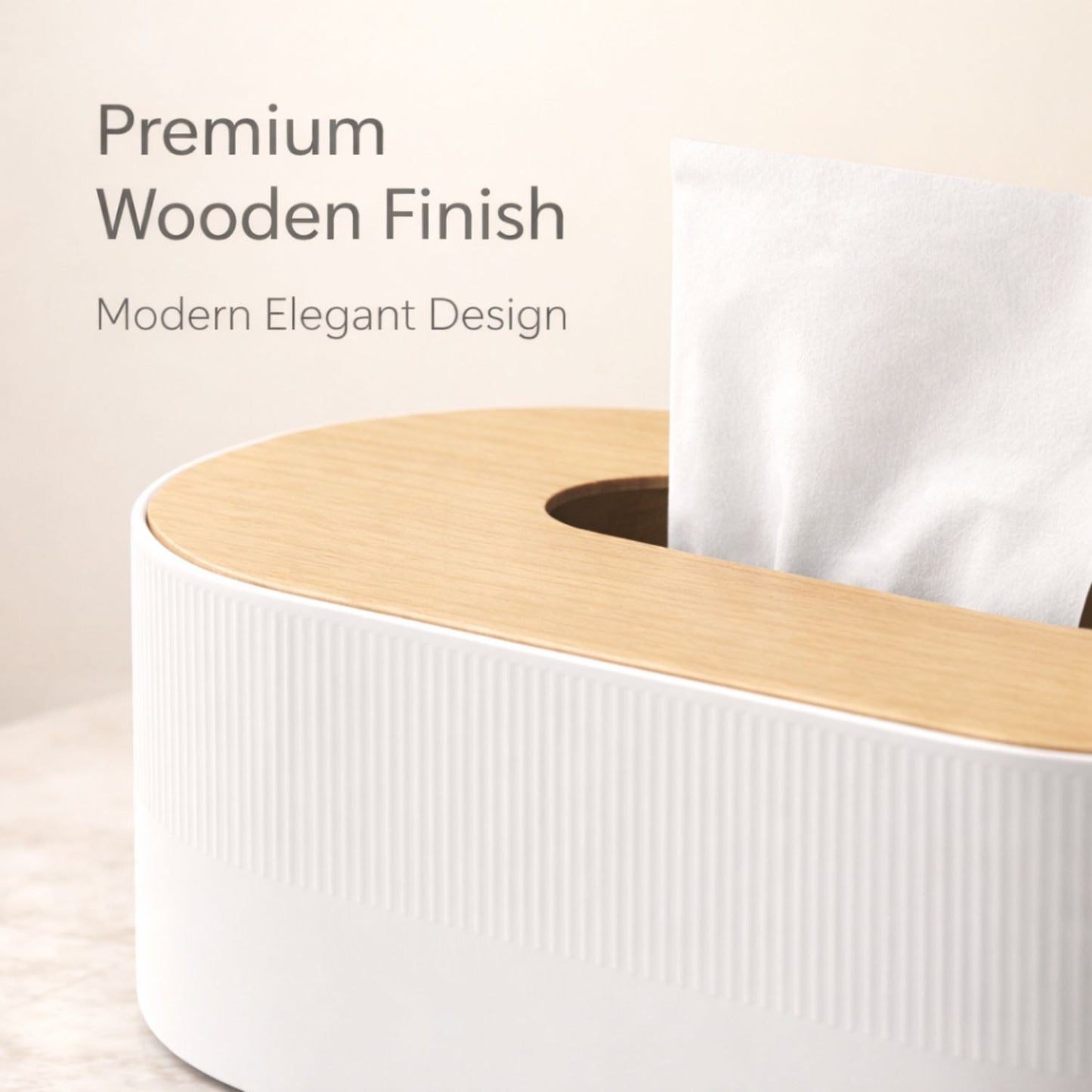 Tissue Paper Holder with Wooden Lid