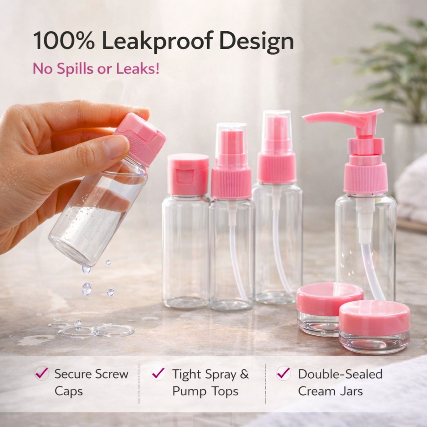 Travel Bottle Set (Pink)