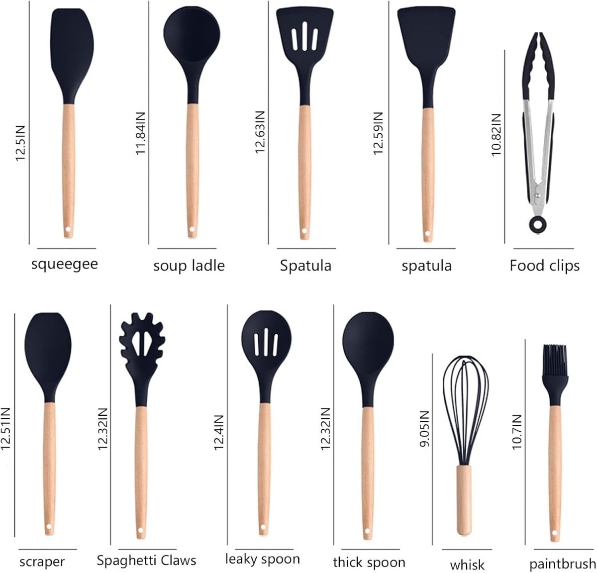 19 Pcs Spatula Spoon Natural Wooden Handles Cooking Tools - #Royalkart#Cooking tools