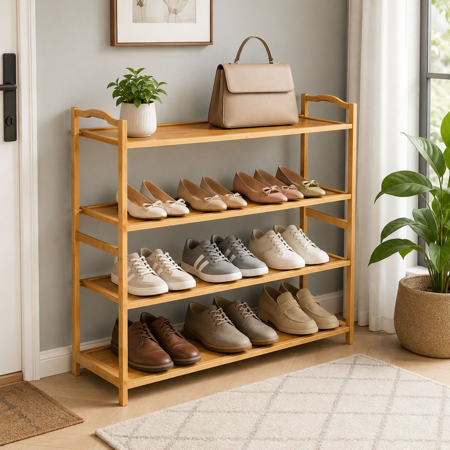 Bamboo Multipurpose Shoe Rack