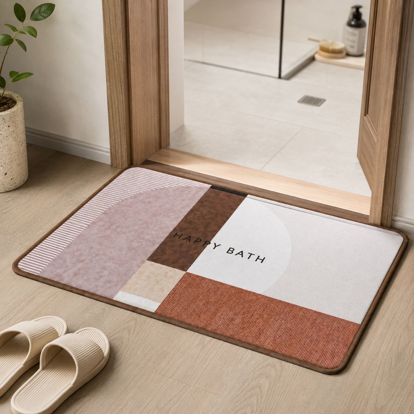 Multicolour Happy Bath Mat