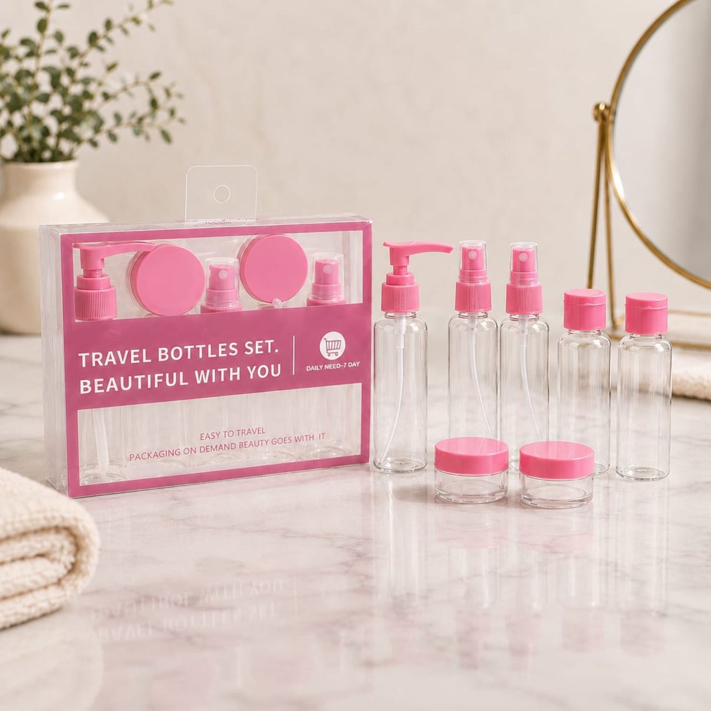 Travel Bottle Set (Pink)