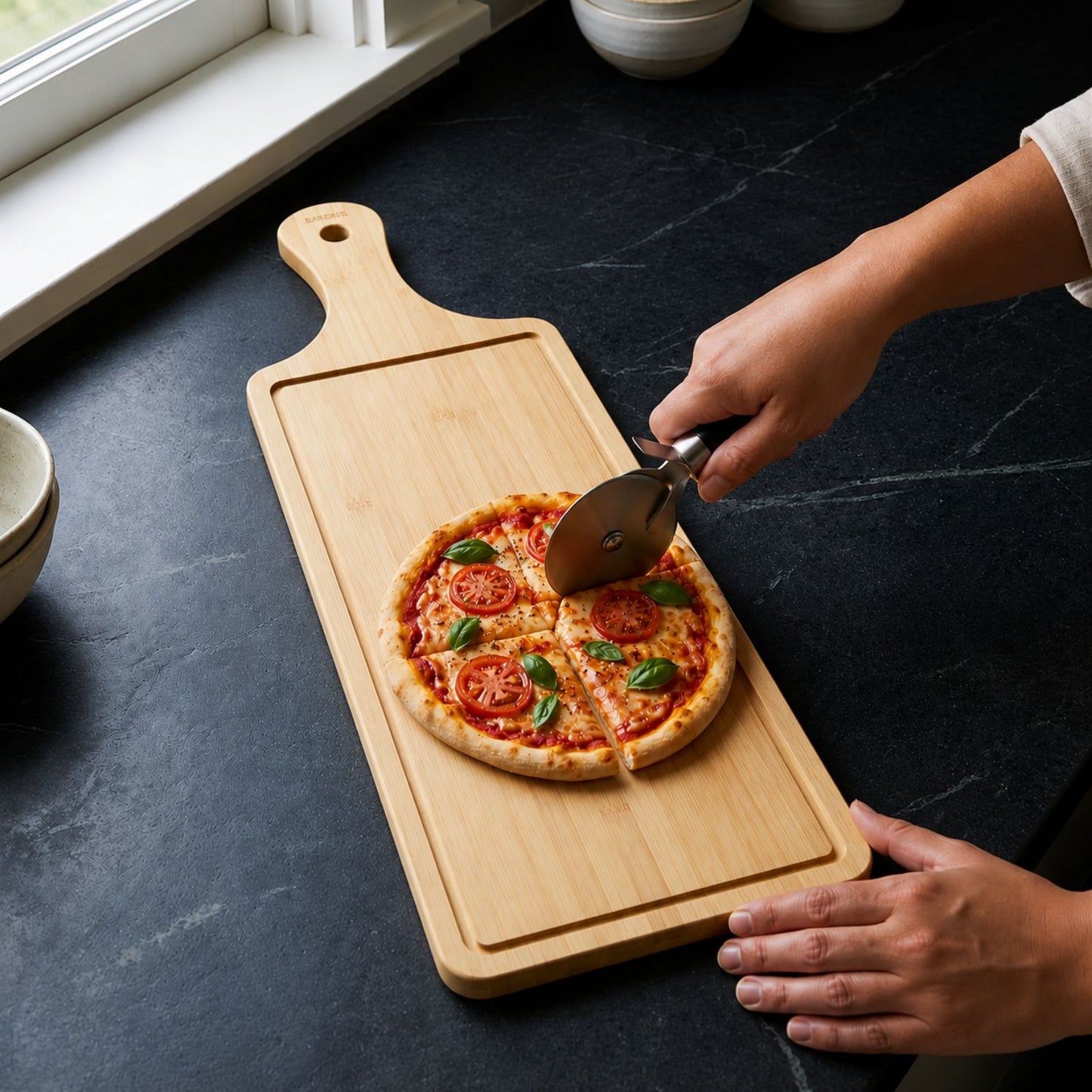 Wooden Pizza Serving Platter Tray