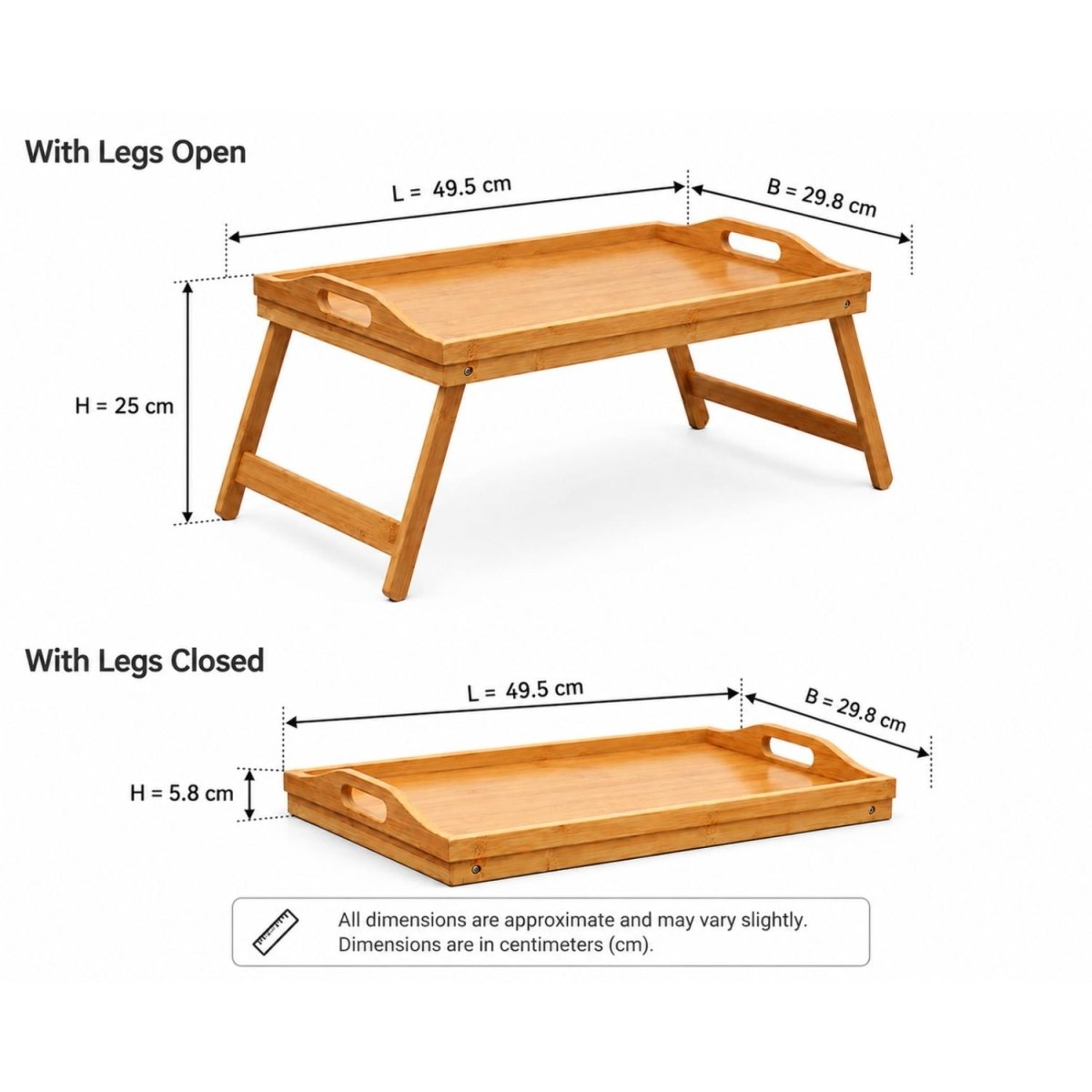 2 in 1 Bamboo Serving Tray Table Breakfast table tray- RoyalkartBreakfast Table Tray