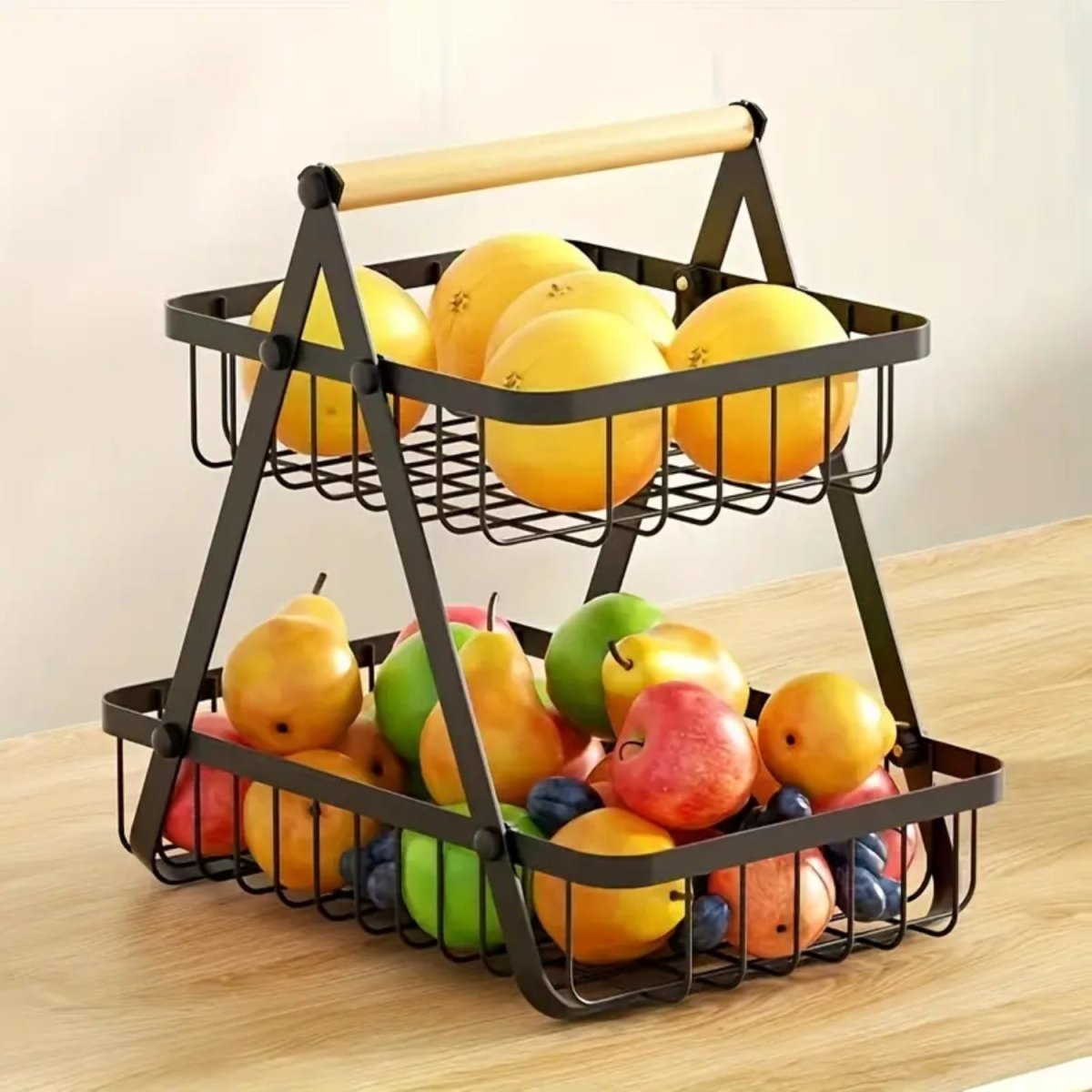 2 - Tier Metal Storage Basket for Fruits, Vegetables & Spices - Perfect for Kitchen Organization, Picnics, Holiday - #Royalkart#Fruit basket