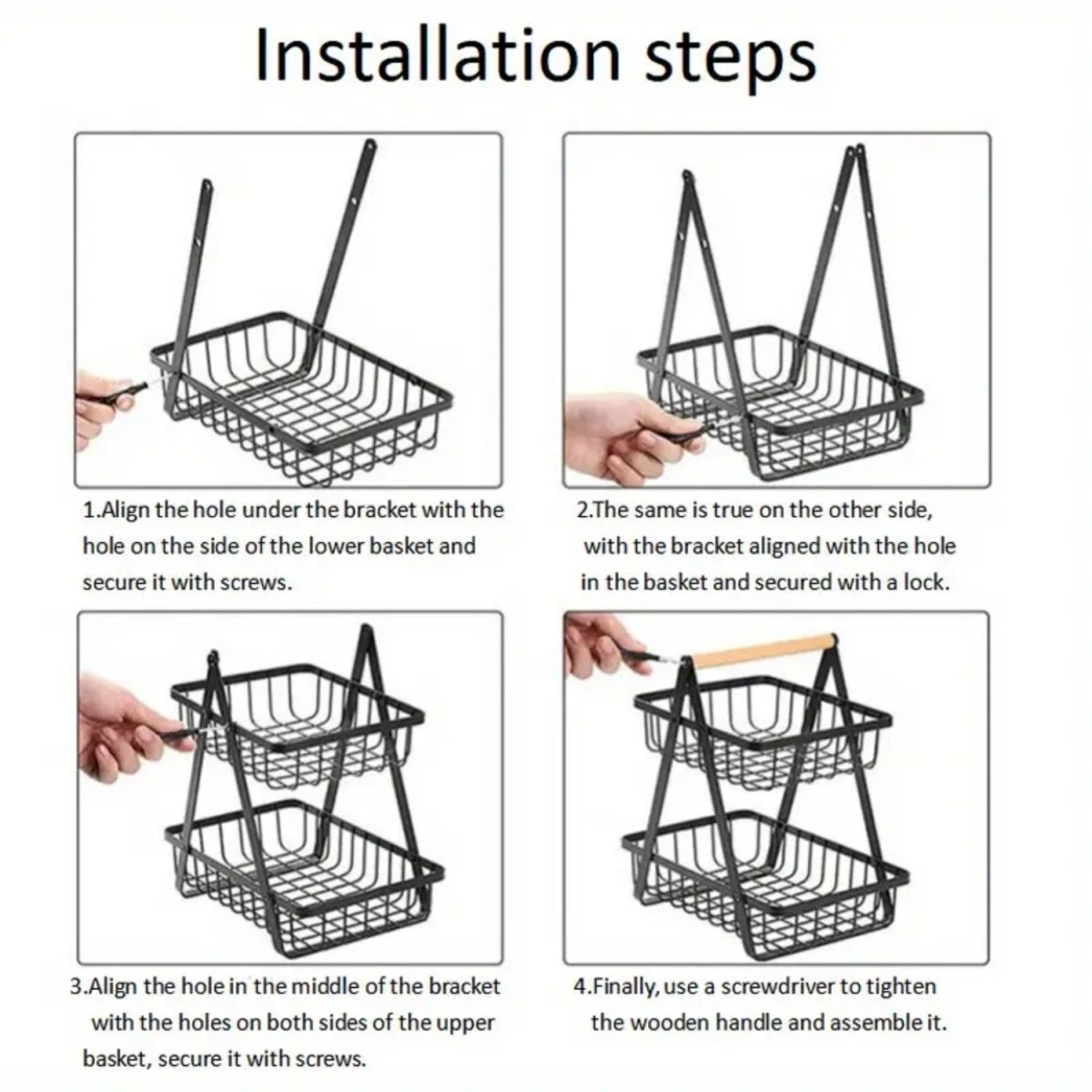 2 - Tier Metal Storage Basket for Fruits, Vegetables & Spices - Perfect for Kitchen Organization, Picnics, Holiday - #Royalkart#Fruit basket