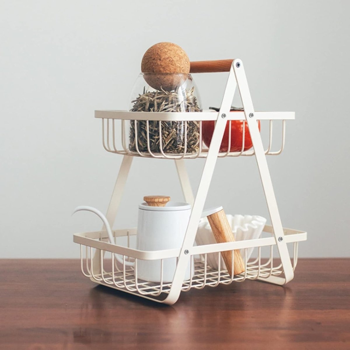 2 - Tier Metal Storage Basket for Fruits, Vegetables & Spices - Perfect for Kitchen Organization, Picnics, Holiday - #Royalkart#Fruit basket