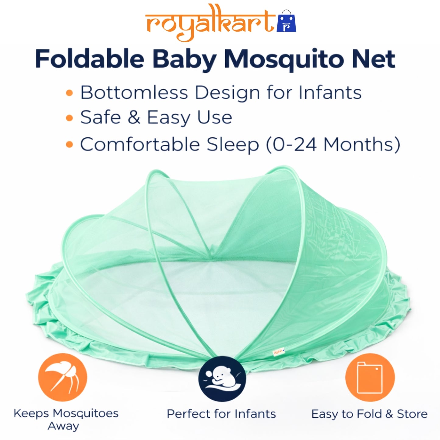 Royalkart Foldable  Baby Mosquito Net for Babies & Toddlers (0 to 24 months - Green)