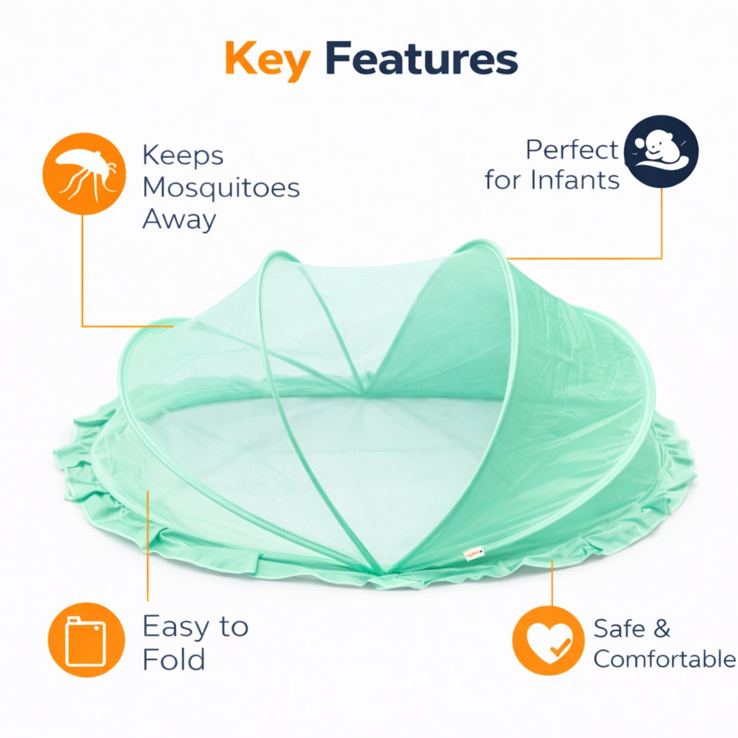 Royalkart Foldable  Baby Mosquito Net for Babies & Toddlers (0 to 24 months - Green)