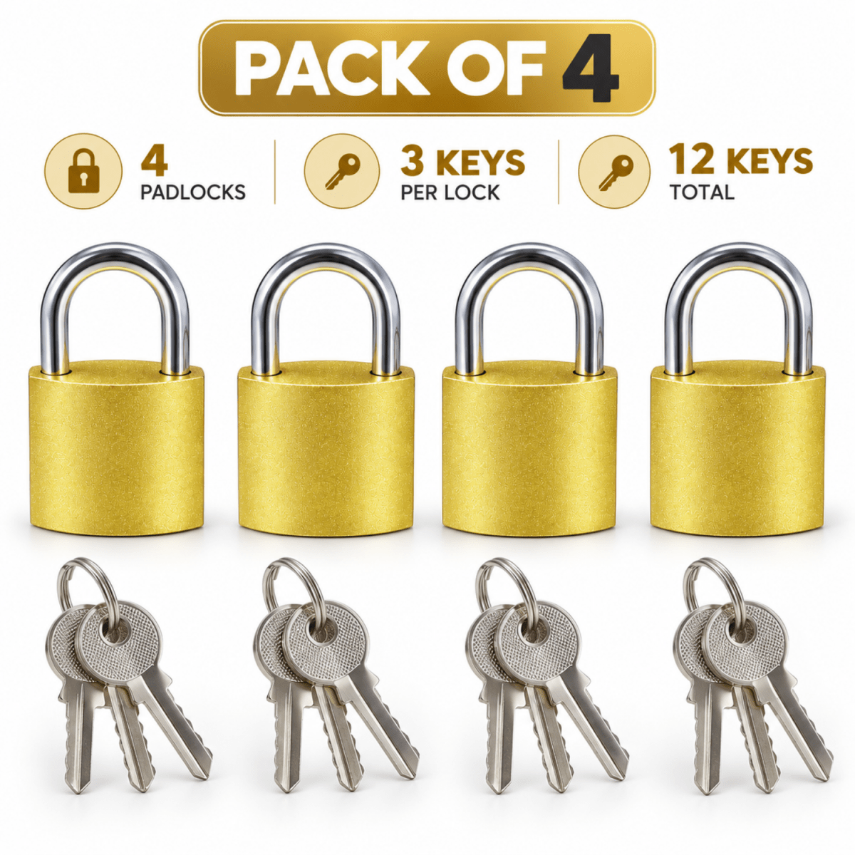 25mm Solid Mini Brass Luggage Padlock with Keys | 4 Brass Keys LOCKS- #Royalkart#cabinet lock
