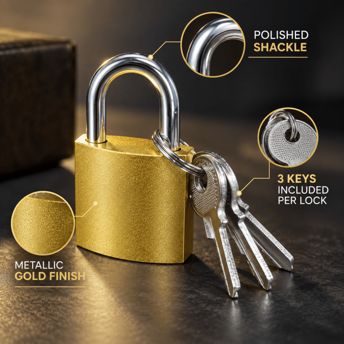 25mm Solid Mini Brass Luggage Padlock with Keys | 4 Brass Keys LOCKS- #Royalkart#cabinet lock