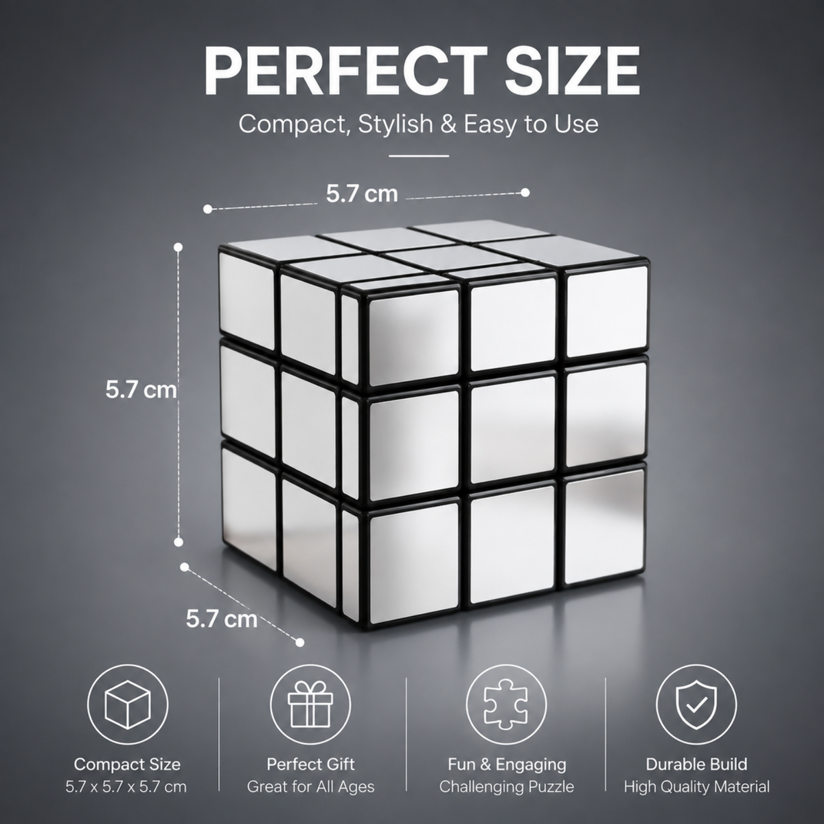 Mirror Cube Puzzle Silver 3x3 | Shape Shifting Magic Cube with Smooth Turning | Brain Teaser Puzzle Toy for Kids, Teens & Adults | Logic, Spatial Reasoning & Problem Solving Game