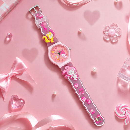 Cute Kids Analog Wrist Watch for Girls  | 3D Cartoon Silicone Strap | Adjustable Comfortable Band | Fun Theme | Easy-to-Read Learning Dial | Lightweight Everyday Wristwatch