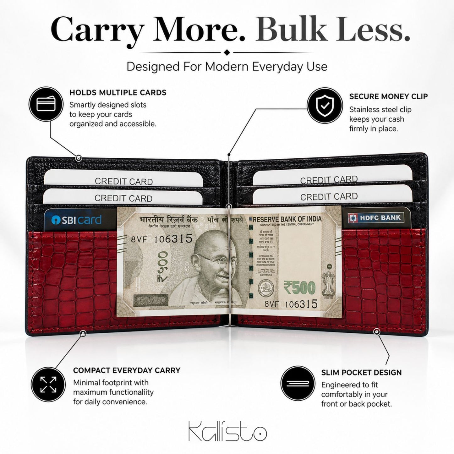 Men's Wallet (Black & Red)