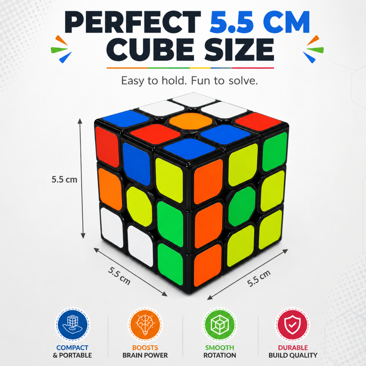 Magic Cube 3x3 Puzzle 3D Brain Teaser | Classic Twist Puzzle & Logic Game for Kids 3+ Years | Colour Matching Educational Learning Toy for Boys Girls Children & Adults
