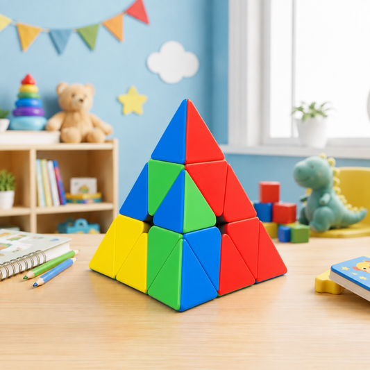 Pyraminx Puzzle Cube 3D Brain Teaser | Pyramid Shape Twist Puzzle & Logic Game for Kids 3+ Years | Colour Matching Educational Learning Toy for Boys Girls Children & Adults