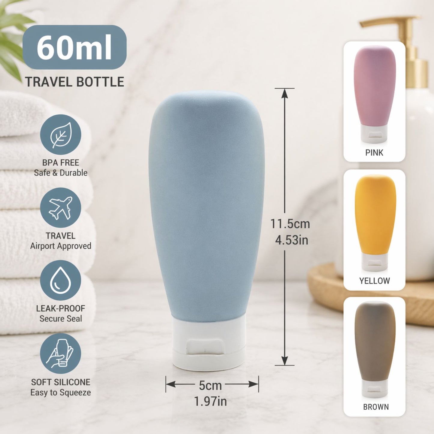 Toiletry Travel Squeeze Bottle Set (Multicolour)