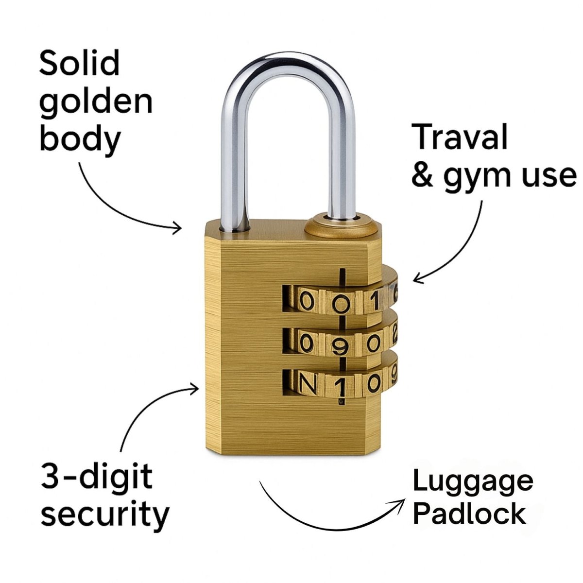 3 - Digits Number Combination Padlocks Combination Padlocks - Royalkart3 - digit combination lock