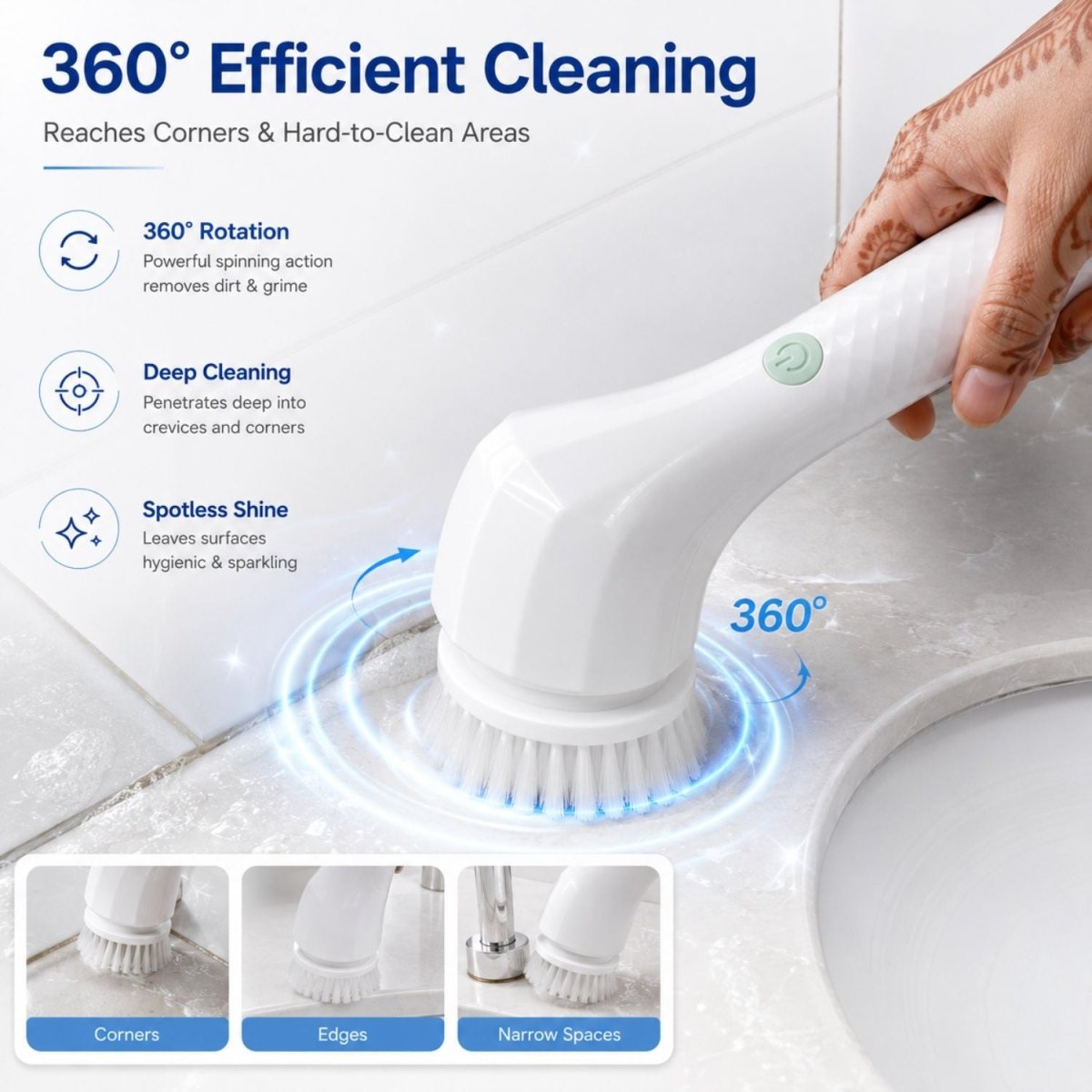 3-in-1 Handheld Electric Spin Scrubber Electric Spin Scrubber- RoyalkartElectric Spin Scrubber