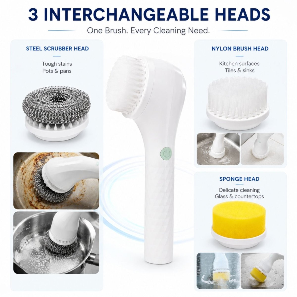 3-in-1 Handheld Electric Spin Scrubber Electric Spin Scrubber- RoyalkartElectric Spin Scrubber