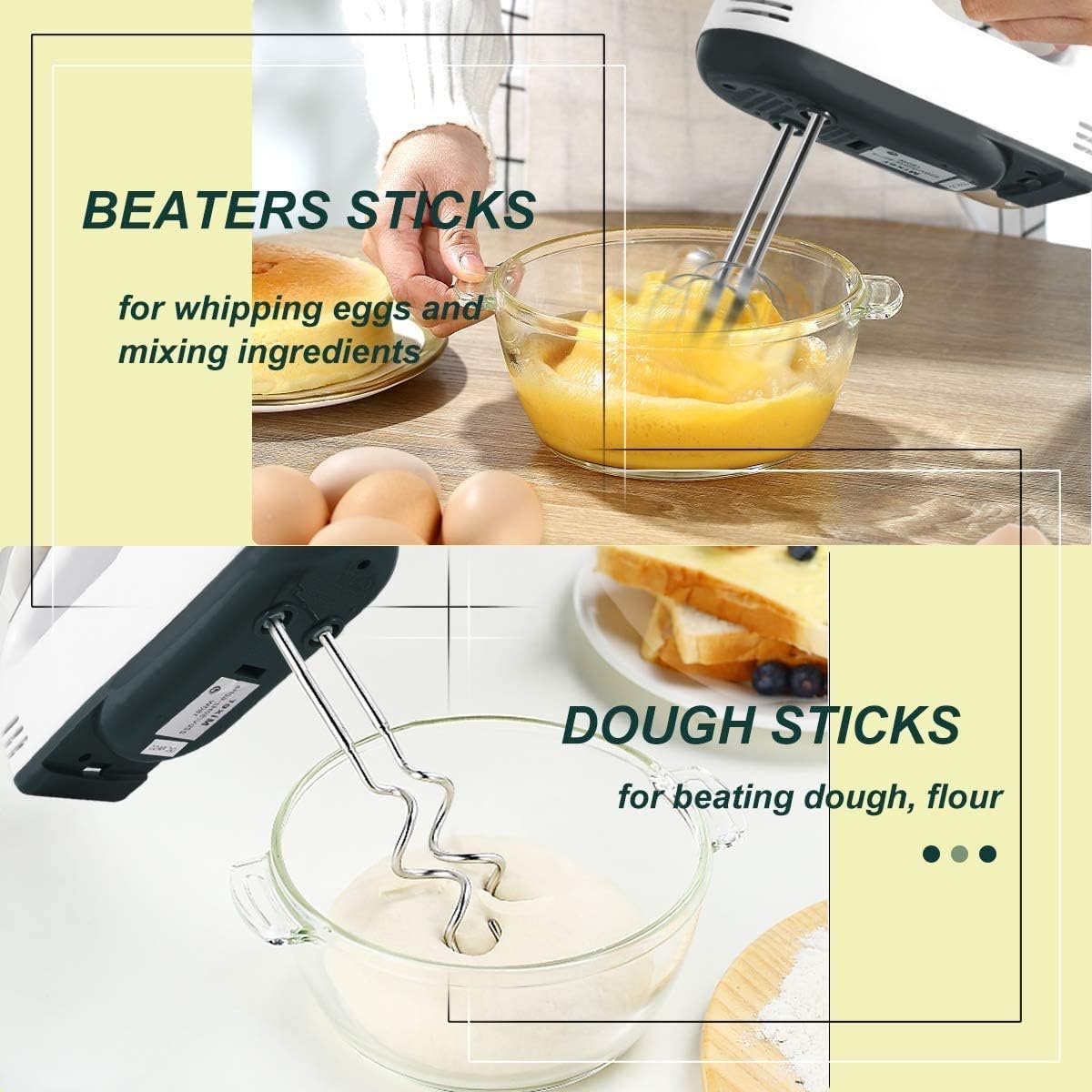 300W Electric Hand Mixer - 2 Mixer & 2 Dough Hooks - #Royalkart#beater