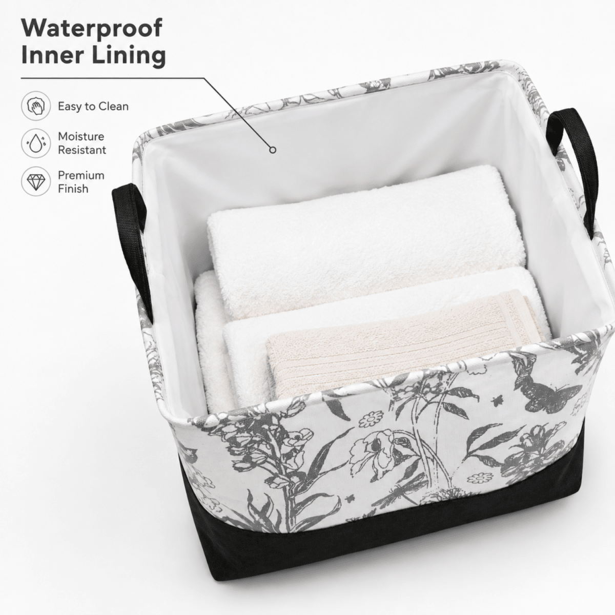 35L Foldable Laundry Basket with Handles – Floral Print, Water-Resistant Inner Lining Laundry Bag- #Royalkart#3in1 laundry bag