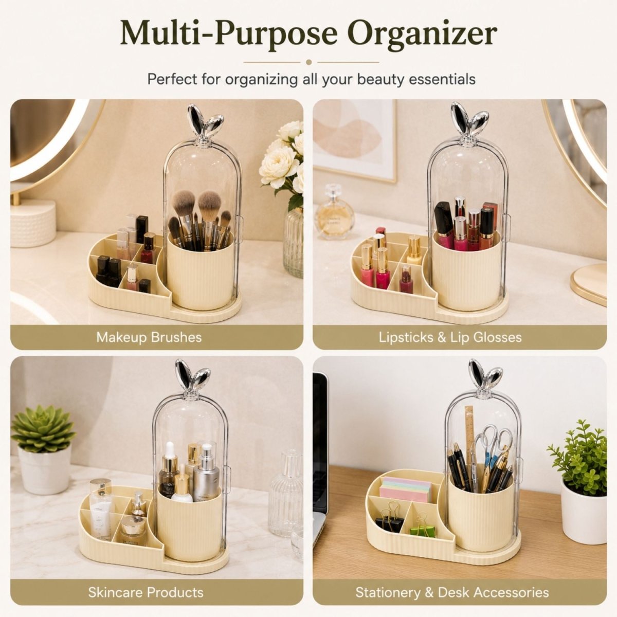 360° Rotating Makeup Organizer (Cream) MAKE ORGANIZER- RoyalkartMakeup Organizers