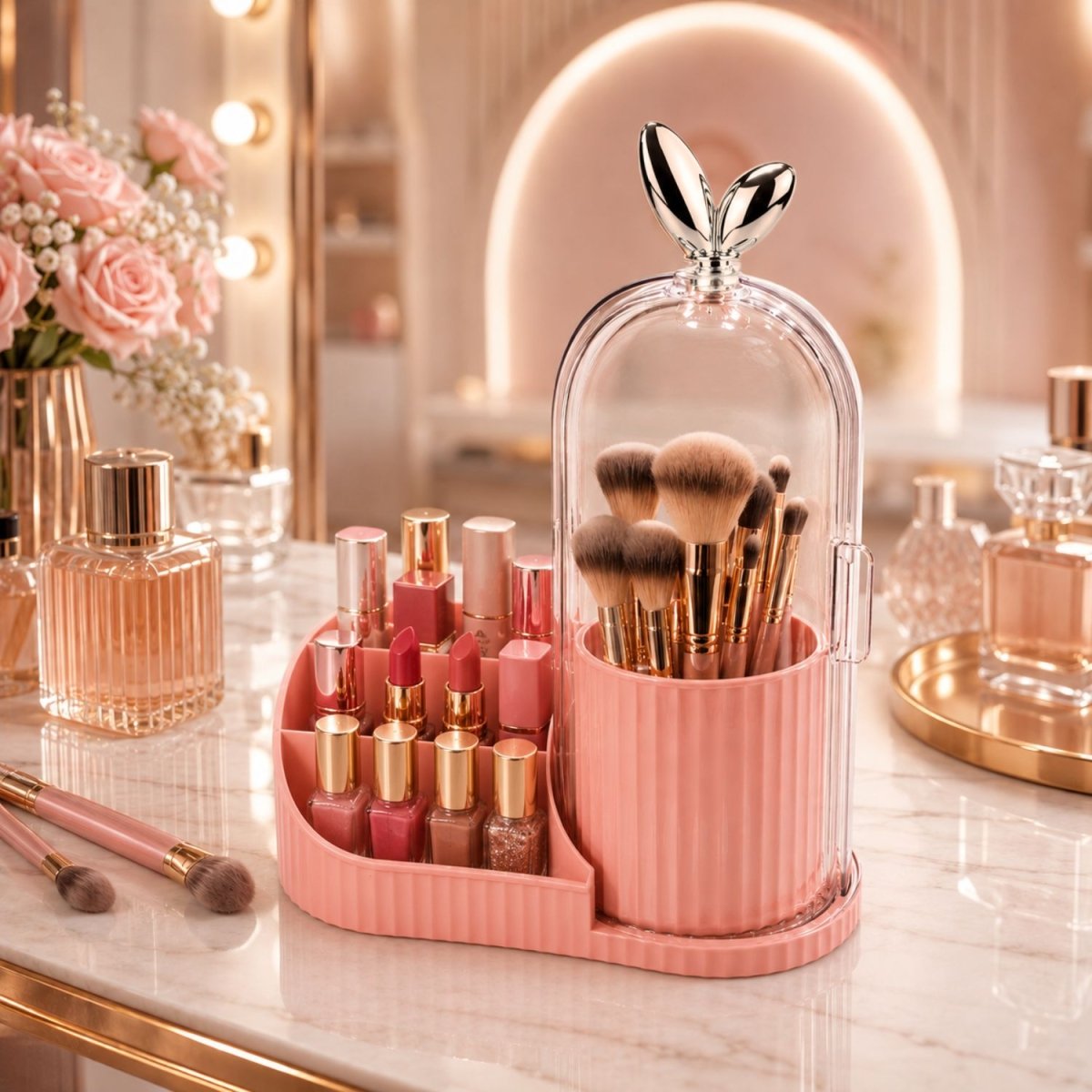 360° Rotating Makeup Organizer (Peach) Makeup Organizer- RoyalkartMakeup Organizers