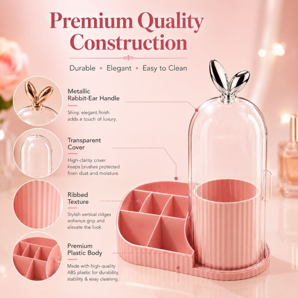 360° Rotating Makeup Organizer (Peach) Makeup Organizer- RoyalkartMakeup Organizers