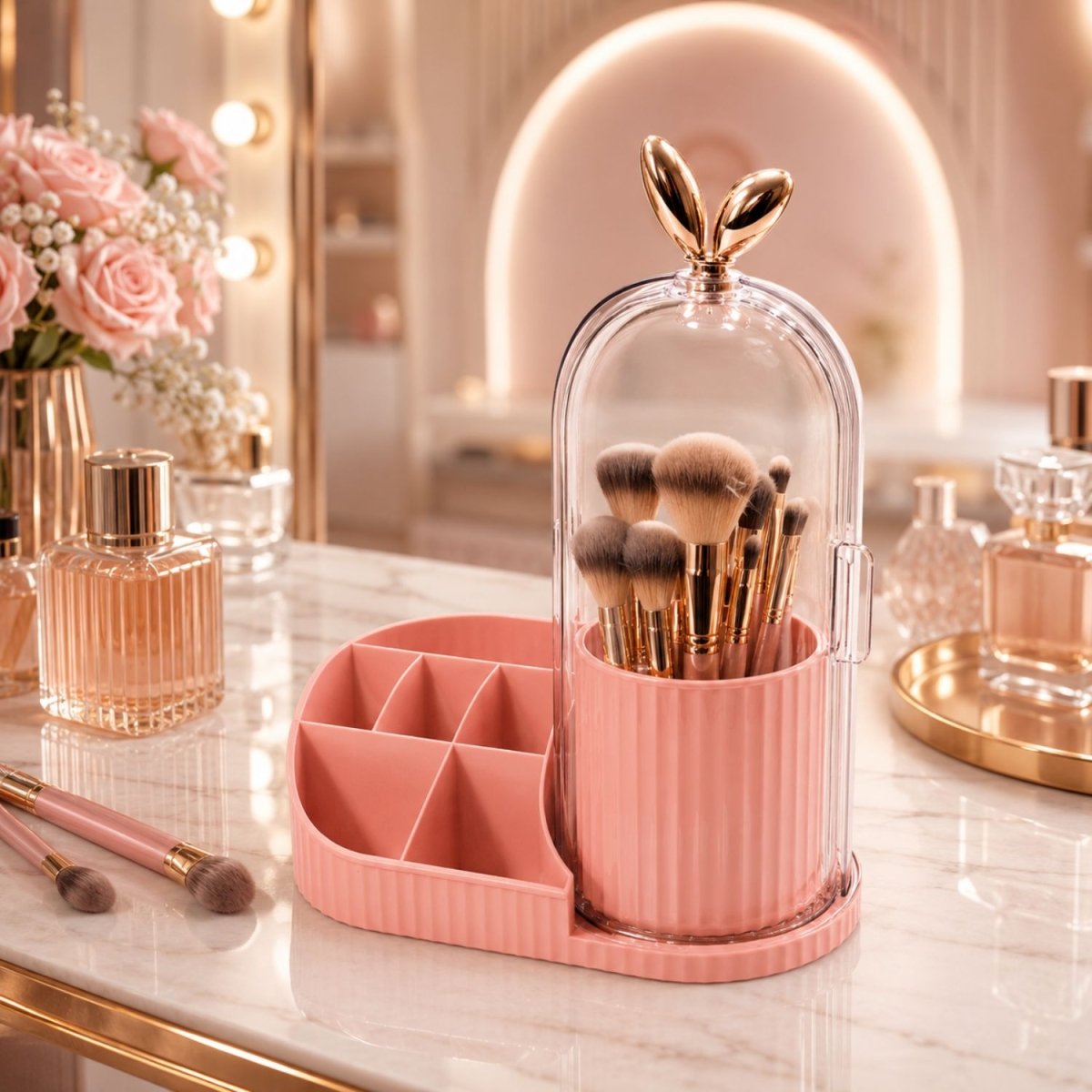 360° Rotating Makeup Organizer (Peach) Makeup Organizer- RoyalkartMakeup Organizers