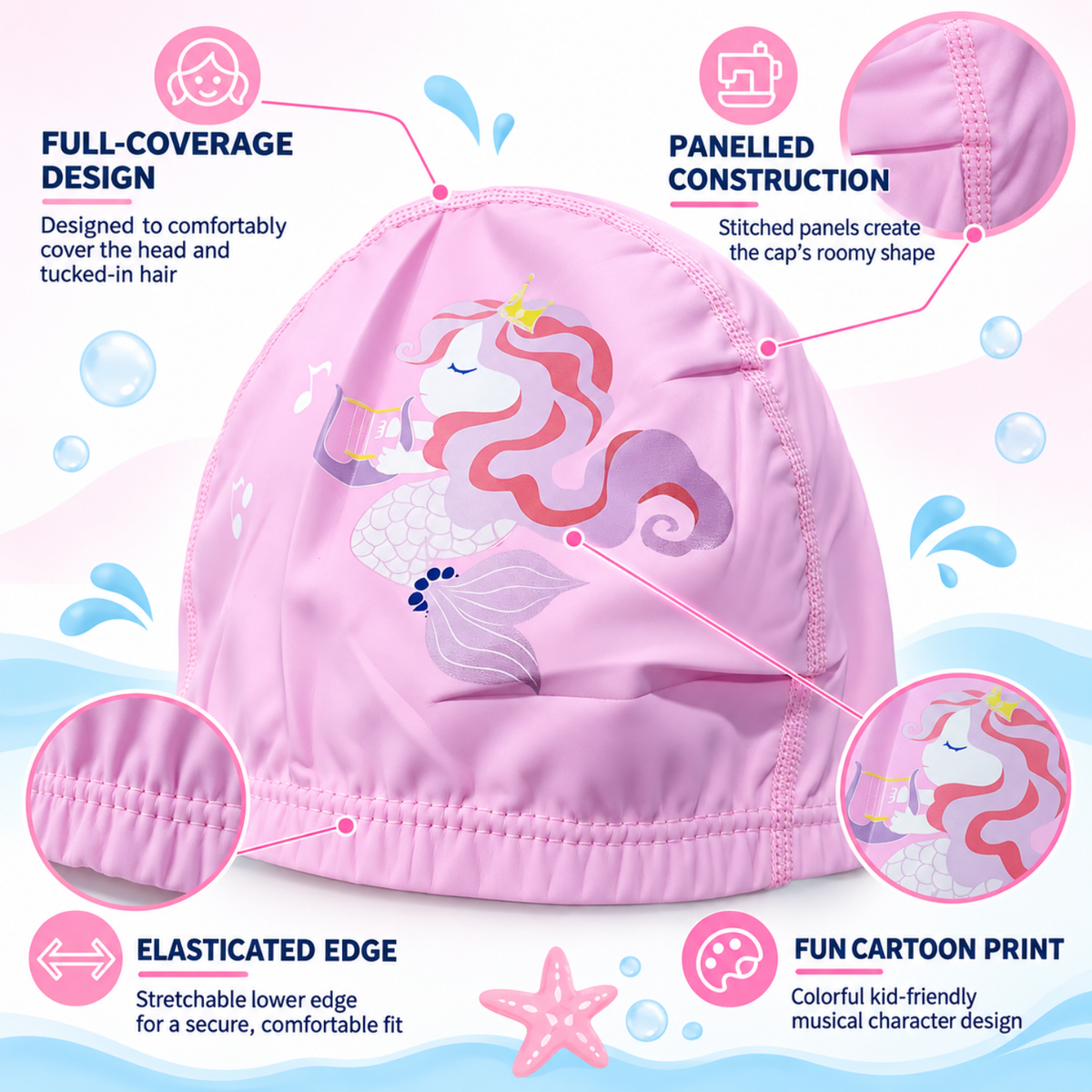 Kids Swimming Cap for Girls & Boys