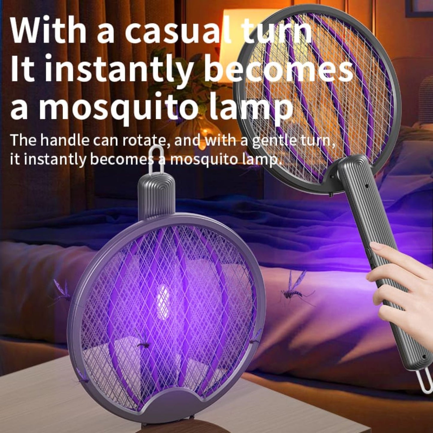 Electric Mosquito Fly Swatter with UV Night Lamp