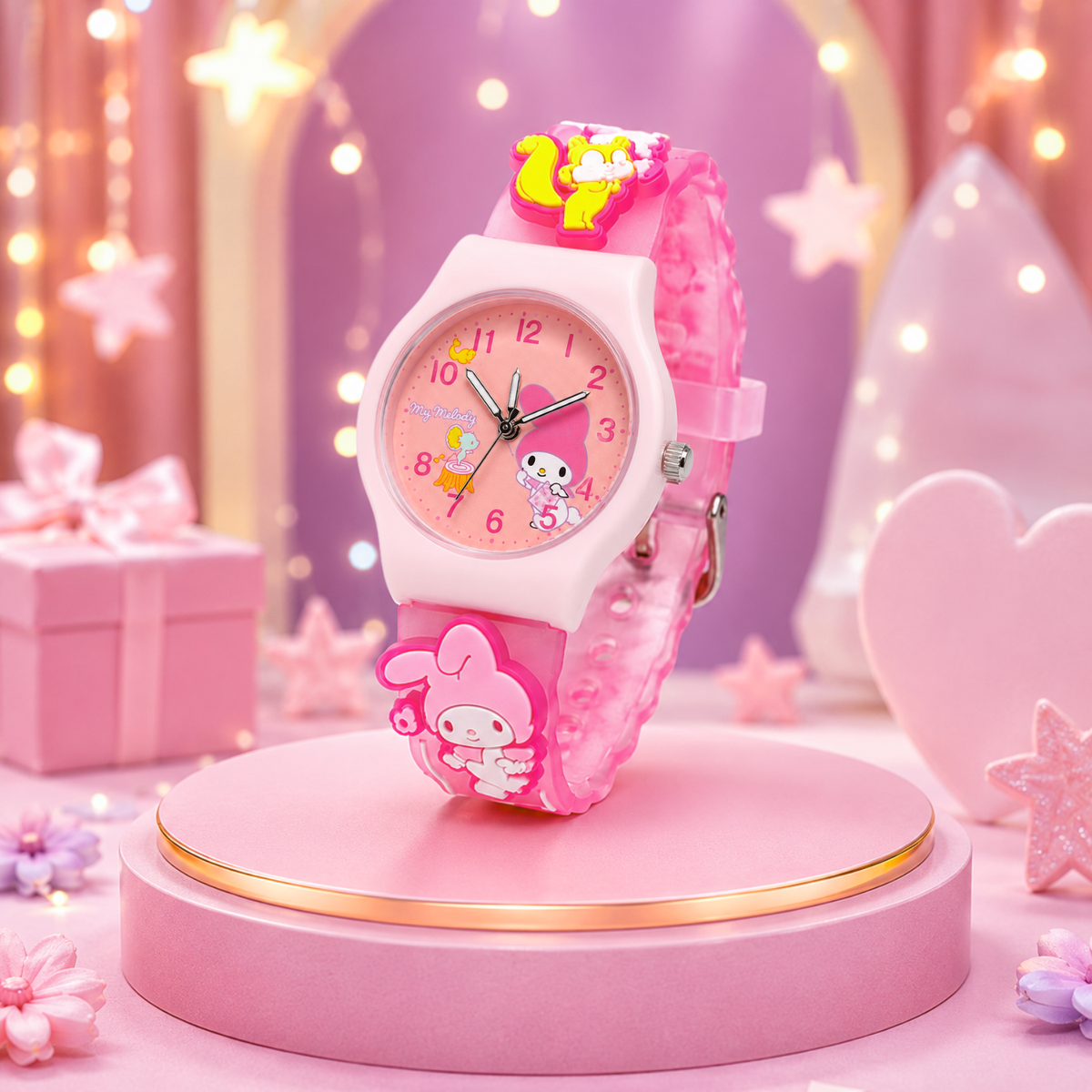 Cute Kids Analog Wrist Watch for Girls  | 3D Cartoon Silicone Strap | Adjustable Comfortable Band | Fun Theme | Easy-to-Read Learning Dial | Lightweight Everyday Wristwatch