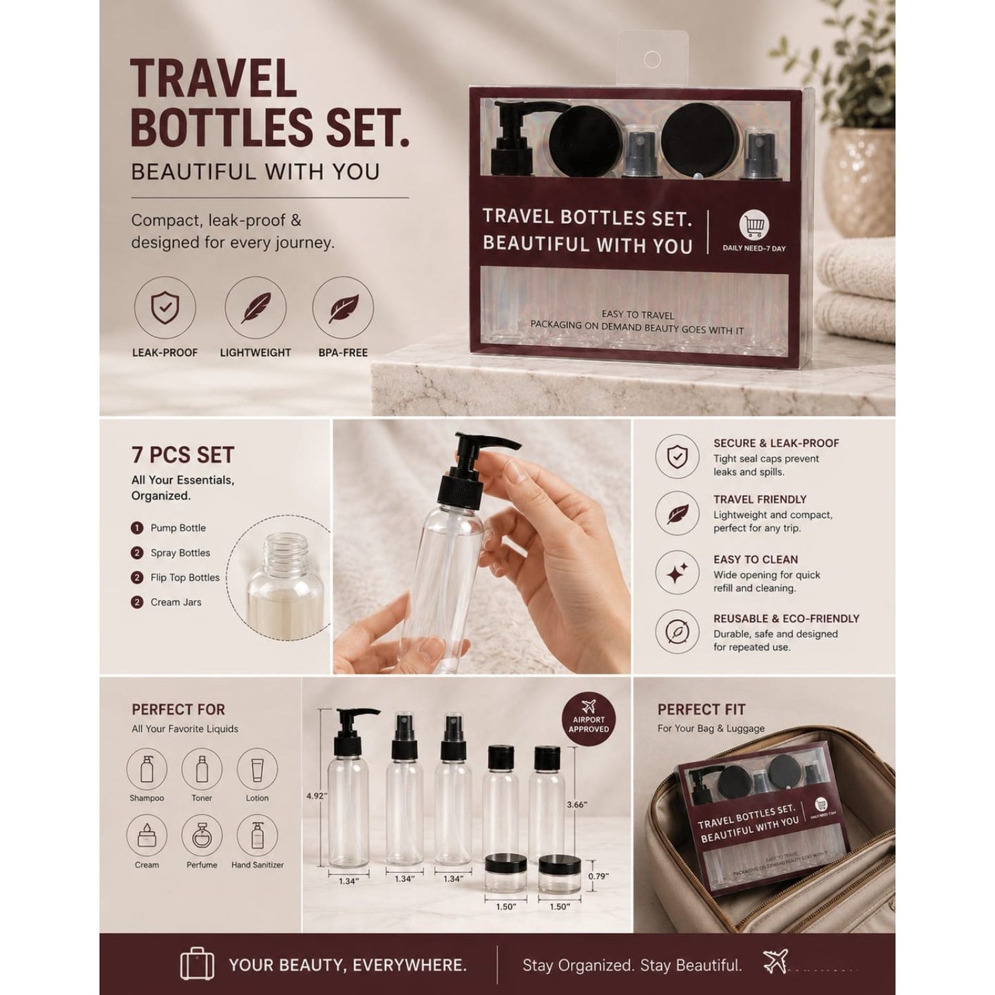 Travel Bottle Set (Black)