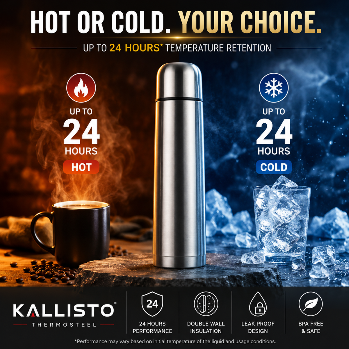 1 Litre Premium Thermosteel Vacuum Flask.