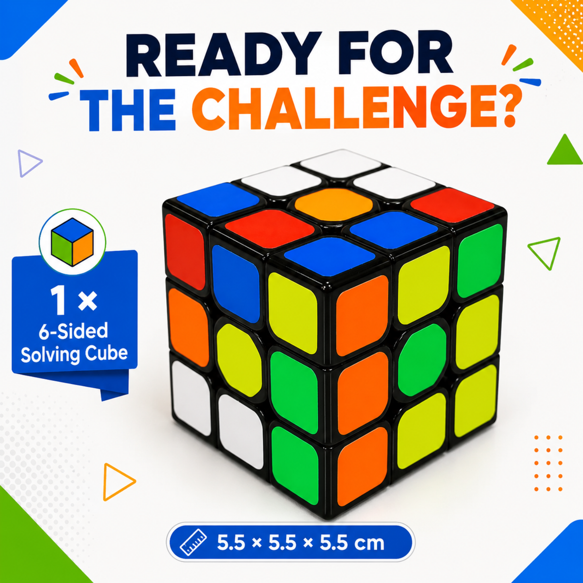 Magic Cube 3x3 Puzzle 3D Brain Teaser | Classic Twist Puzzle & Logic Game for Kids 3+ Years | Colour Matching Educational Learning Toy for Boys Girls Children & Adults