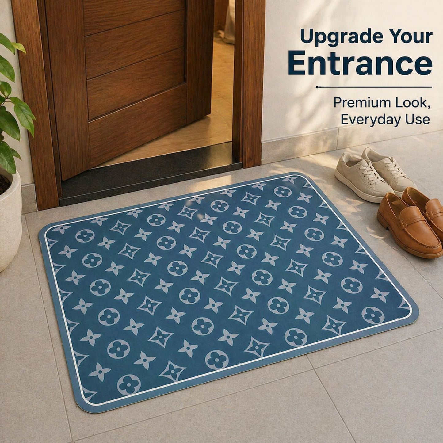 LV Print Teal Blue Door mat