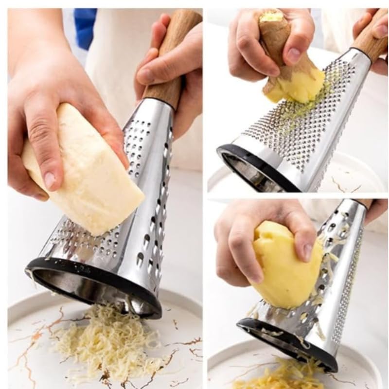 Stainless Steel Cone Grater with Wooden Handle