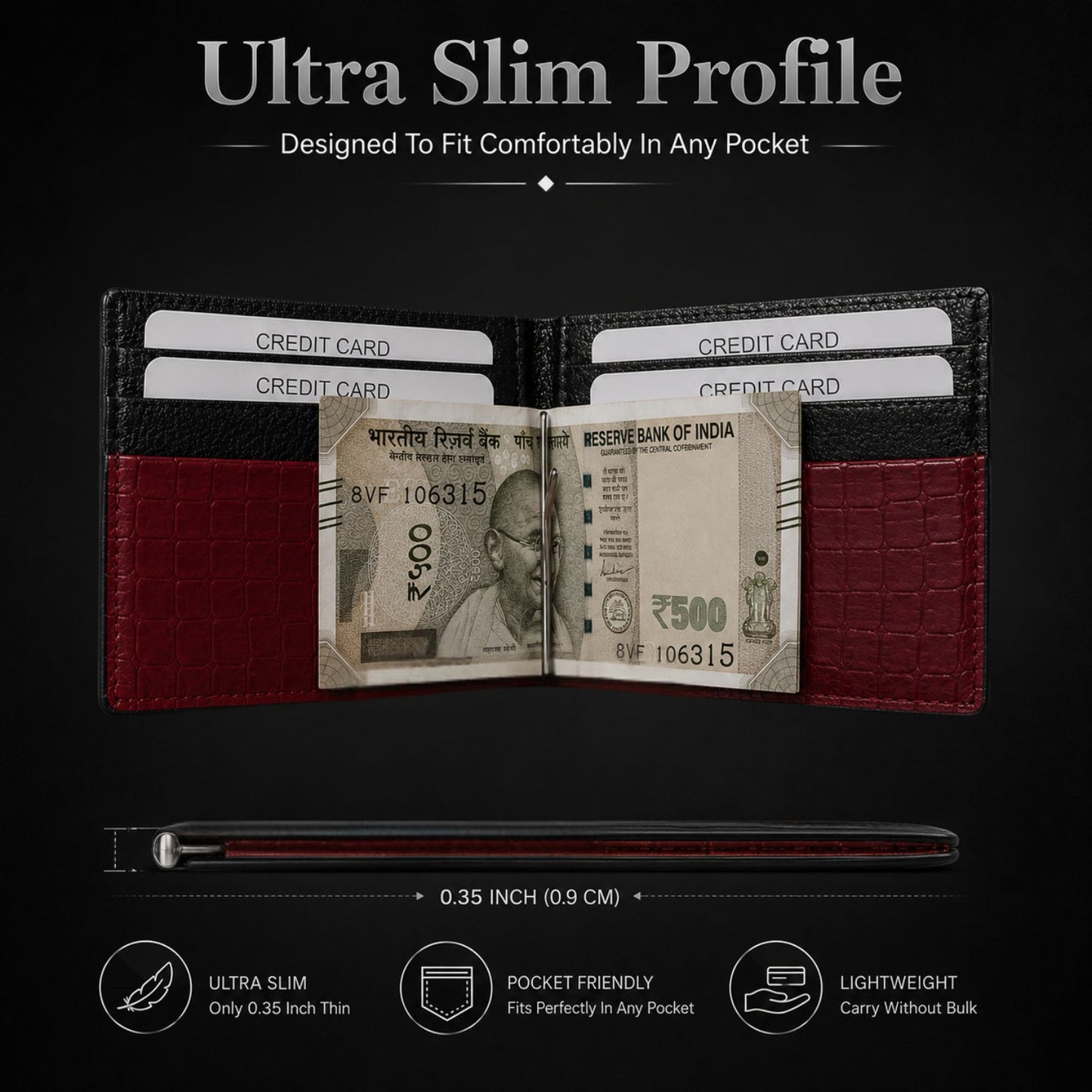 Men's Wallet (Black & Red)