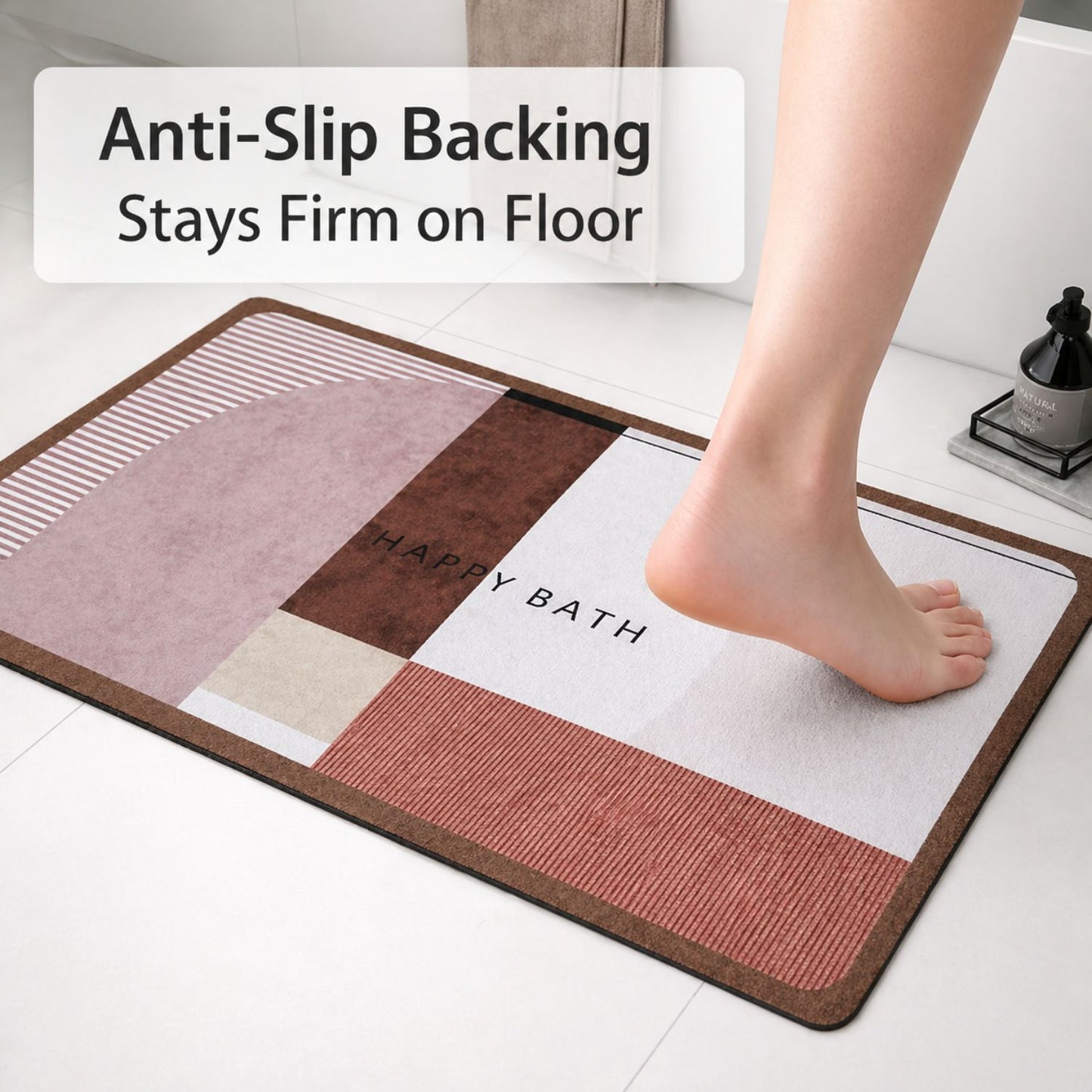Multicolour Happy Bath Mat