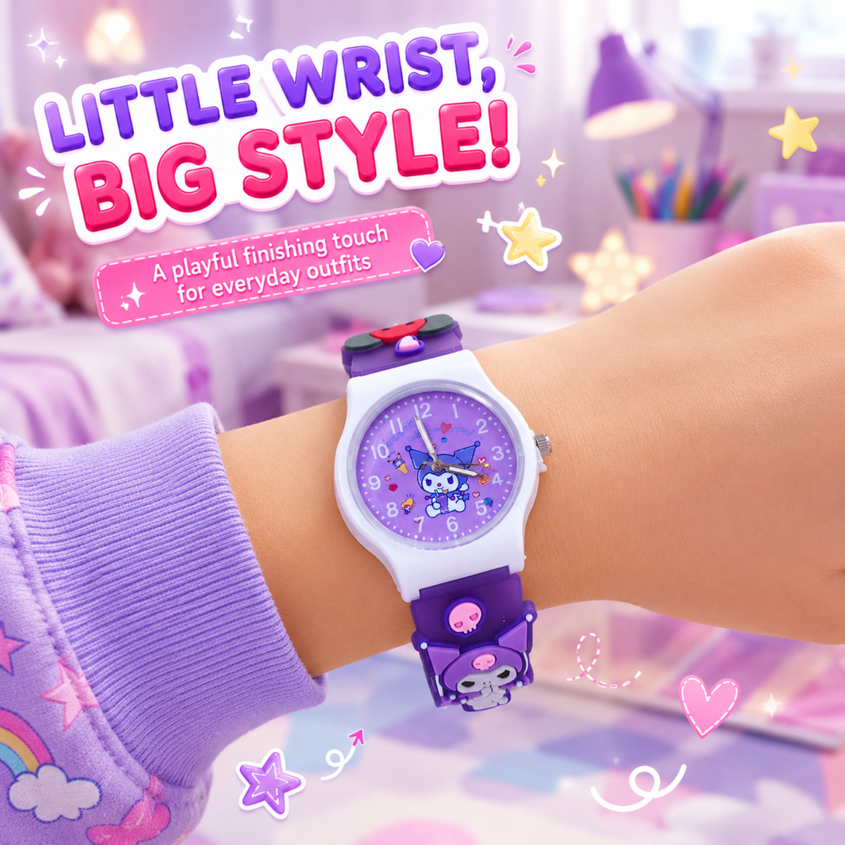 Cute Kids Analog Wrist Watch for Girls | 3D Cartoon Silicone Strap | Adjustable Comfortable Band | Fun Theme | Easy-to-Read Learning Dial | Lightweight Everyday Watch