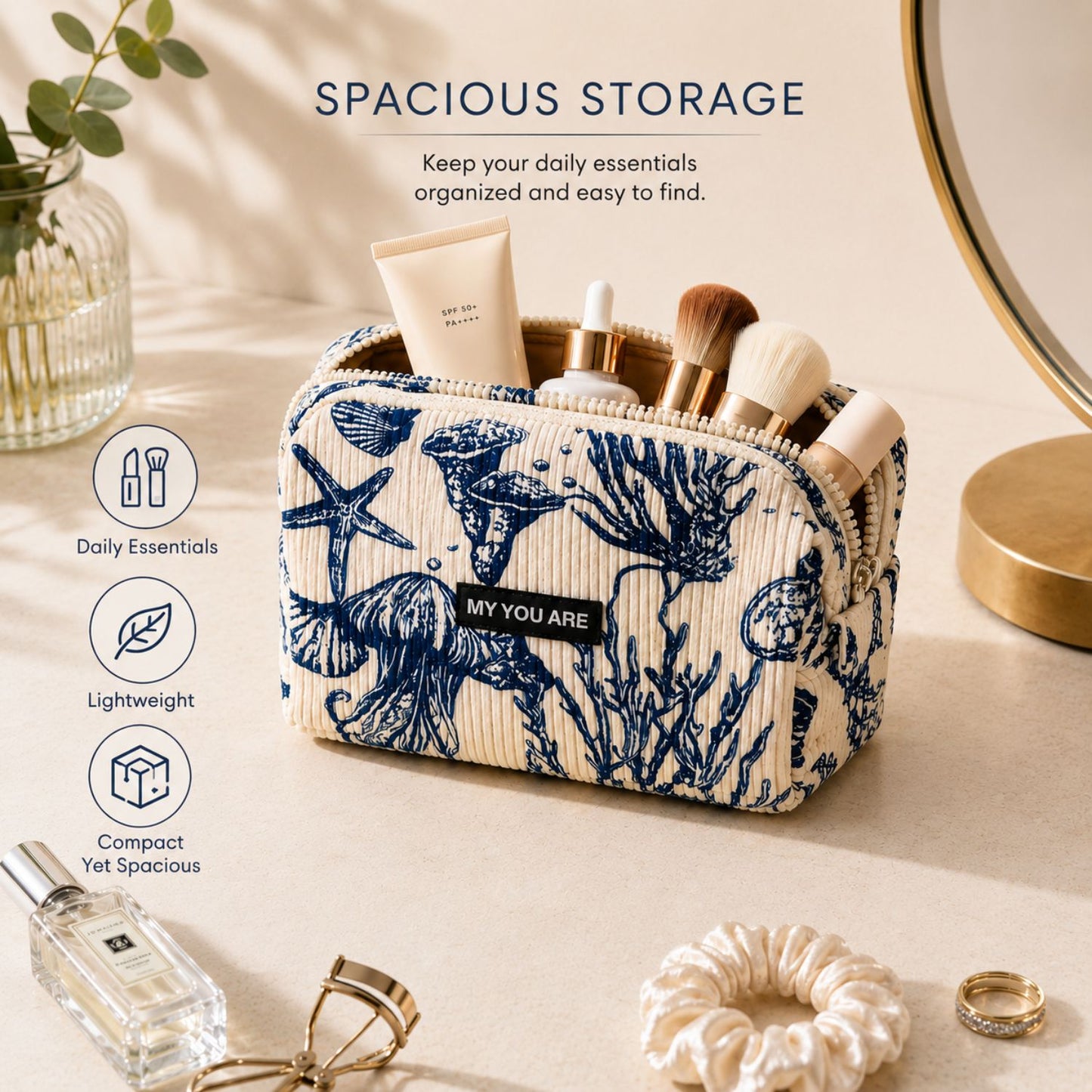 Ocean Print Makeup Pouch