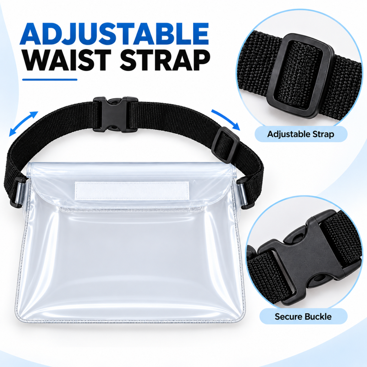Waterproof Phone Pouch Transparent Mini Dry Bag with Triple Zipper (White)