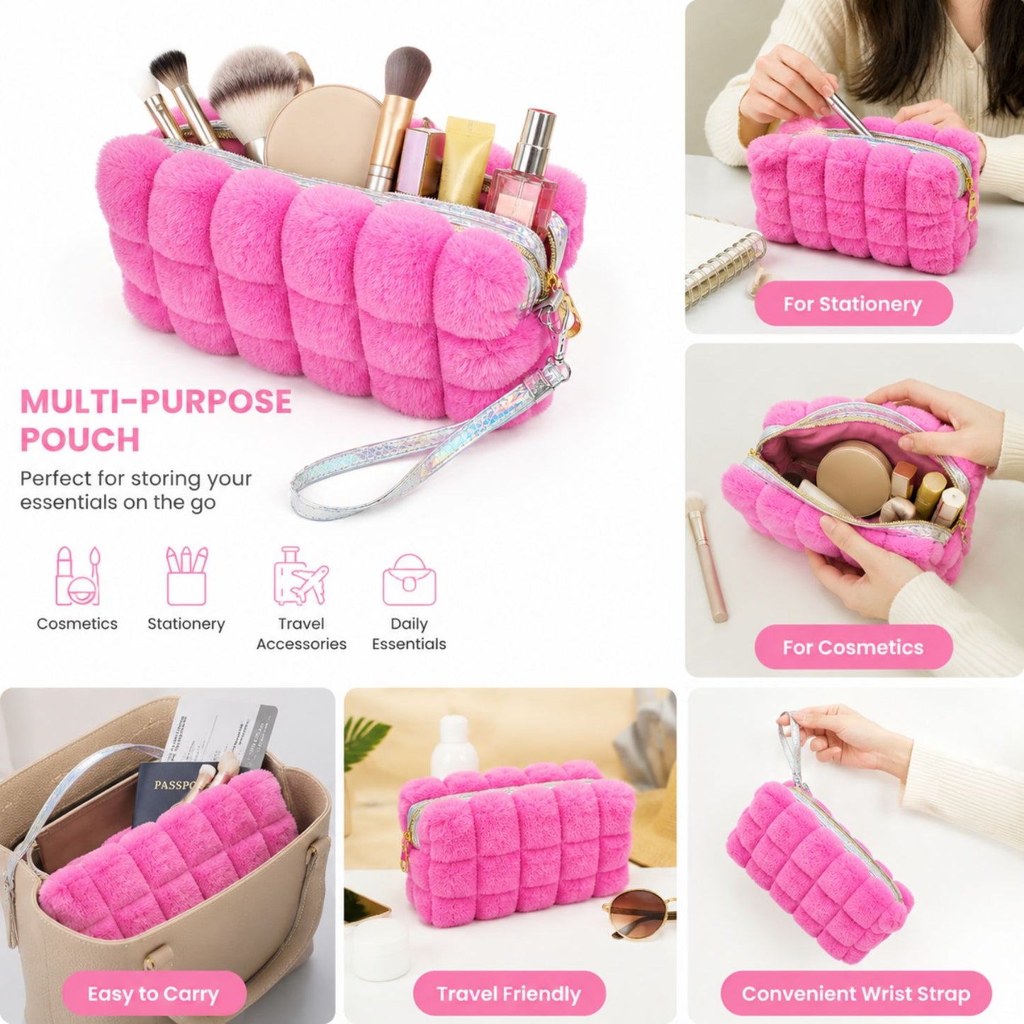 Makeup Toiletry Travel Pouch (Pink)