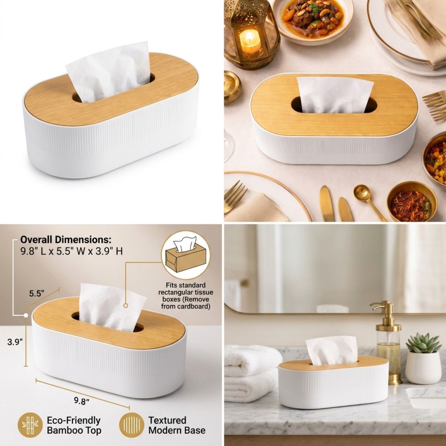 Tissue Paper Holder with Wooden Lid