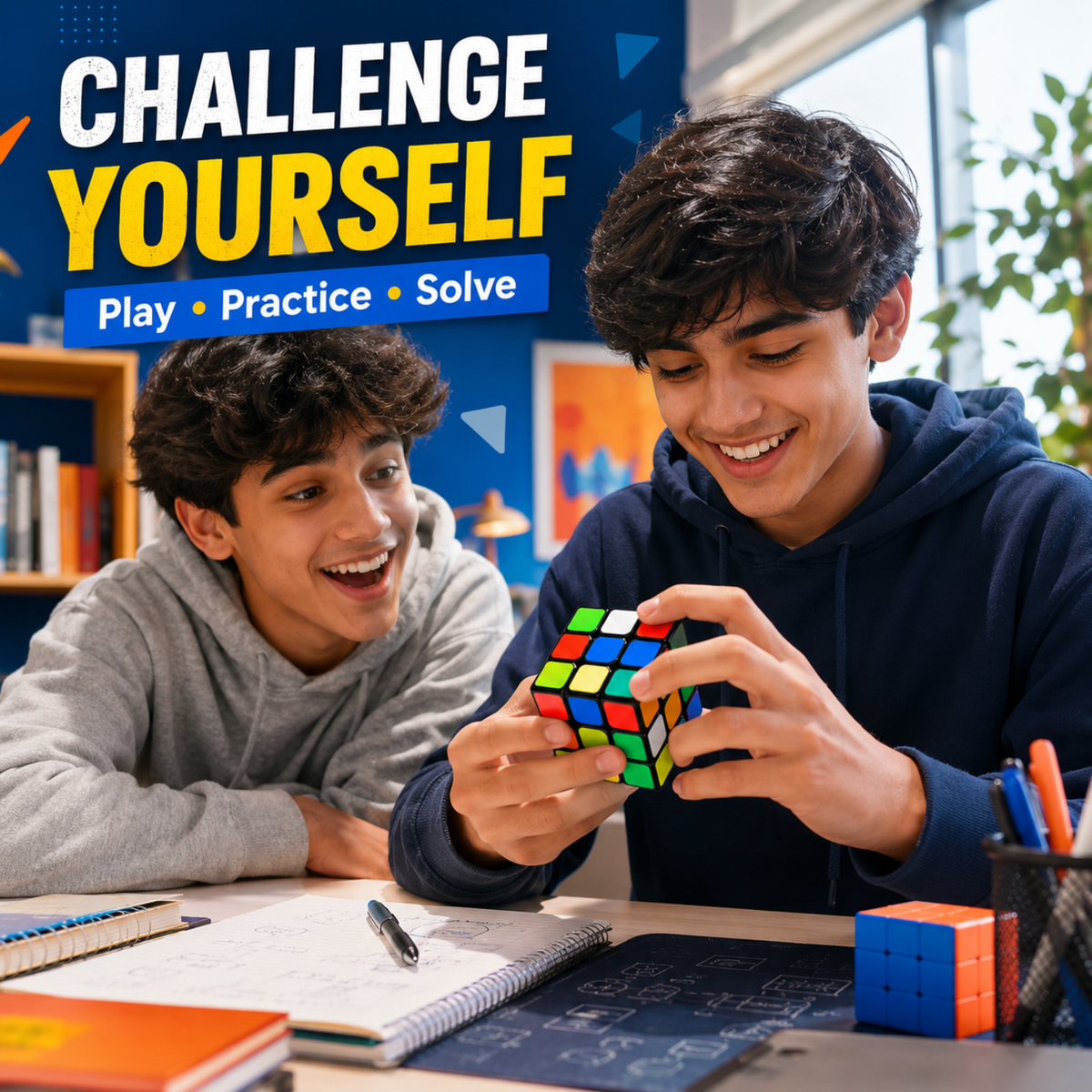 Magic Cube 3x3 Puzzle 3D Brain Teaser | Classic Twist Puzzle & Logic Game for Kids 3+ Years | Colour Matching Educational Learning Toy for Boys Girls Children & Adults
